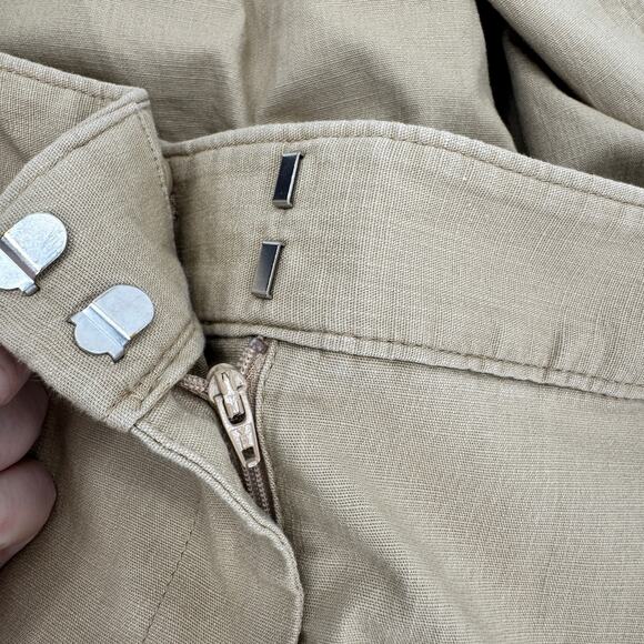 Talbots Cropped Pants Womens 12 Khaki Tan Coastal Cotton Tie Waist + Pockets - Picture 9 of 10